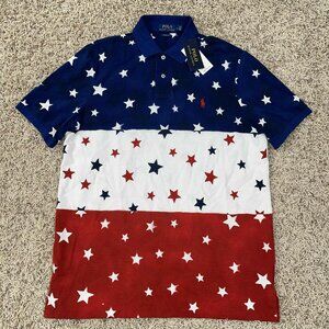 Polo Ralph Lauren Men’s Classic-Fit USA Americana Star Mesh Polo Shirt, Size M